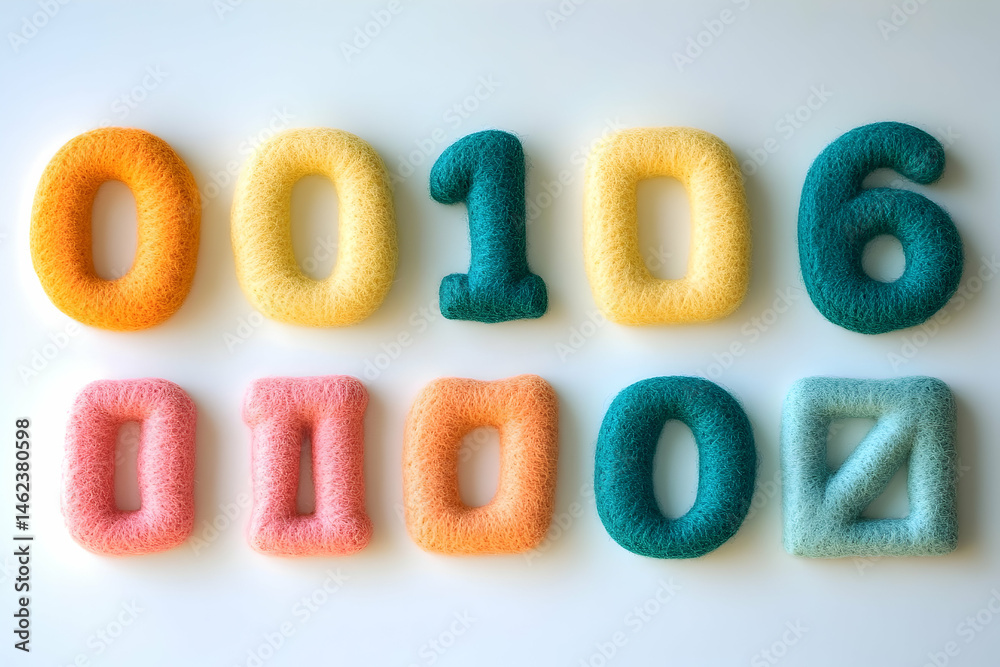 Fototapeta premium Knitted numbers illustration