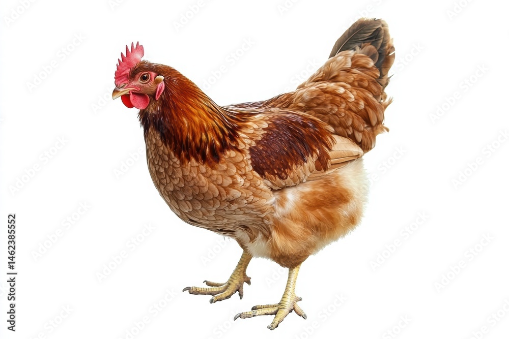 Fototapeta premium a hen isolated on a white background, ultra-realistic, real photo