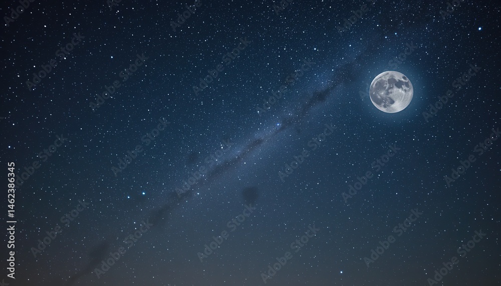 Obraz premium Ethereal Moon Glows Amidst Starry Tapestry and Milky Way Haze