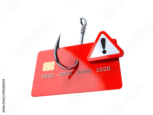 Phishing Alert 3D Icon, Stop Cybercrime, Defend Against Hackers, Cybersecurity Awareness isolated on transparent background. PNG file, cut out
