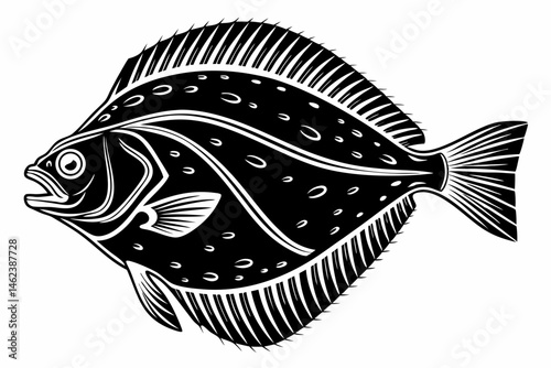 flatfish sihouette black vector