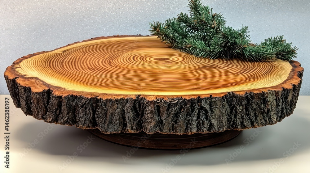 Obraz premium Rustic wooden cake stand