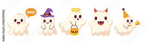 Adorable Halloween Ghosts in Costume, A Spooky and Sweet Celebration