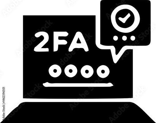 2FA Verified Login Icon (Dark Badge) – Secure Access Symbol in Dark UI Theme, vector