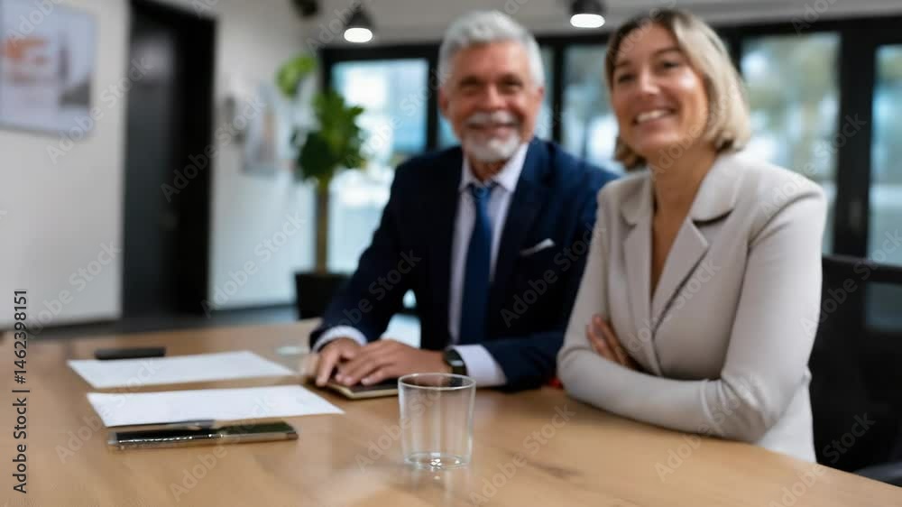 Two professionals shake hands in a modern office, symbolizing partnership and agreement. Two professionals shake hands in a modern office, symbolizing partnership and agreement.