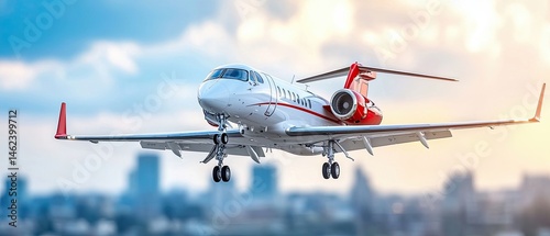 A high-speed air ambulance jet soaring through the sky, transporting a patient in need of urgent medical care.