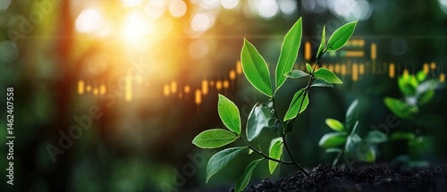 Conceptual of a carbon emissions trading market, enabling the exchange of carbon credits to incentivize green energy production and reduce environmental impact