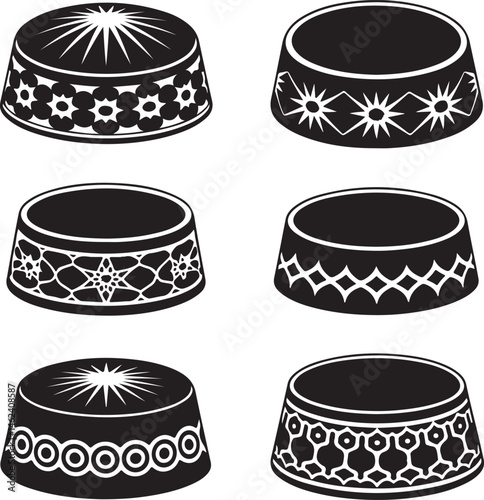 Traditional Muslim Cap Collection with Geometric Embroidery Patterns

 photo