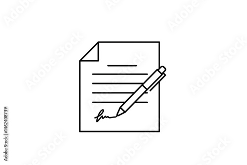 An image of a paper with a pen on a transparent background