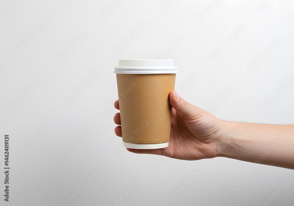 Fototapeta premium Hand holding brown paper coffee cup