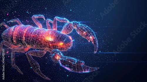 Wallpaper Mural Scorpian digital art,  glowing polygon design.  Abstract, futuristic,  geometric scorpion illustration Torontodigital.ca