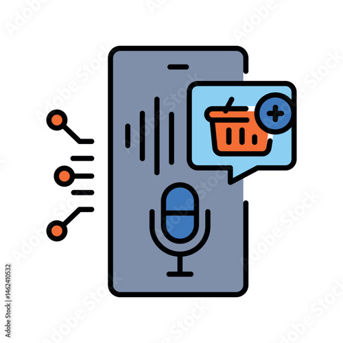 Voice shopping assistant color line icon for digital and print projects.