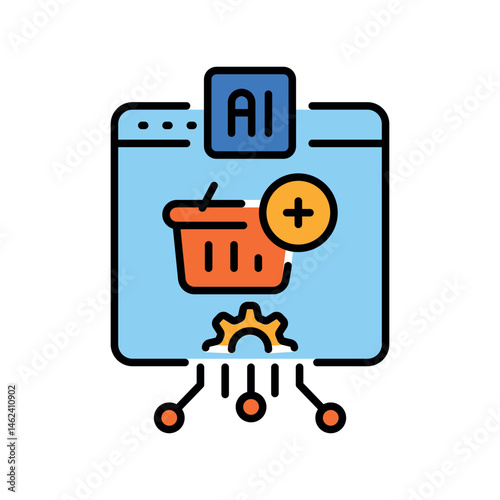 Complementary product recommendation color line icon for digital and print projects.