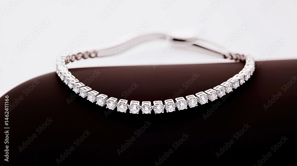 Fototapeta premium Elegant, diamond-studded bracelet resting on a dark surface.