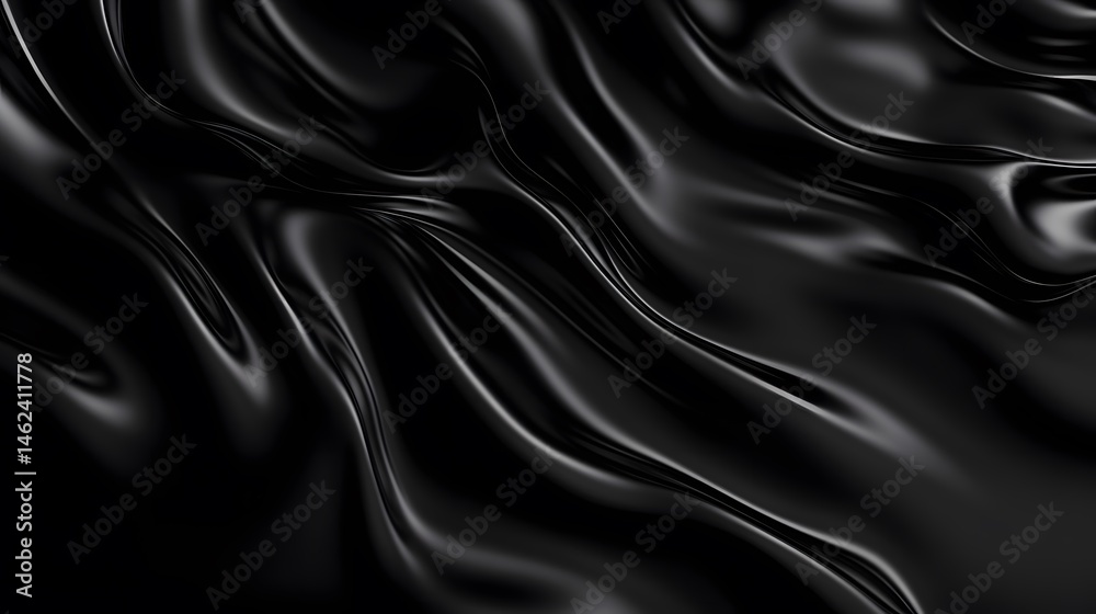 Obraz premium Abstract Black Draped Silk Fabric Texture Background