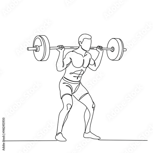 Man lifting a barbell during strength training exercise  