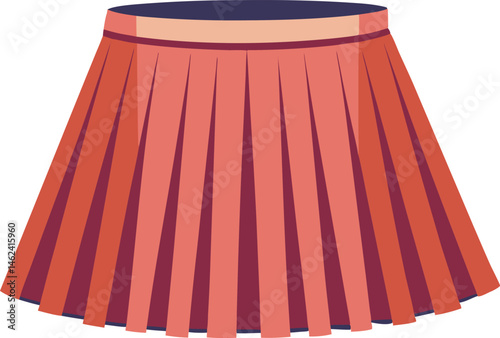 A detailed vector art illustration of a stylish pleated skirt, showcasing elegant folds, smooth lines, and a modern, fashionable design