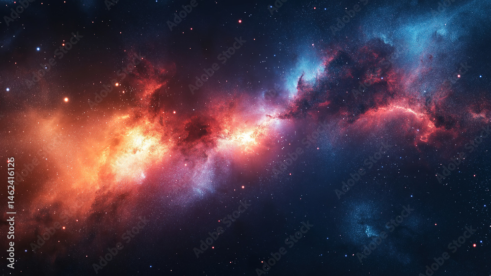 Fototapeta premium Space panorama showcasing a galaxy with countless stars and nebulae from the cosmos
