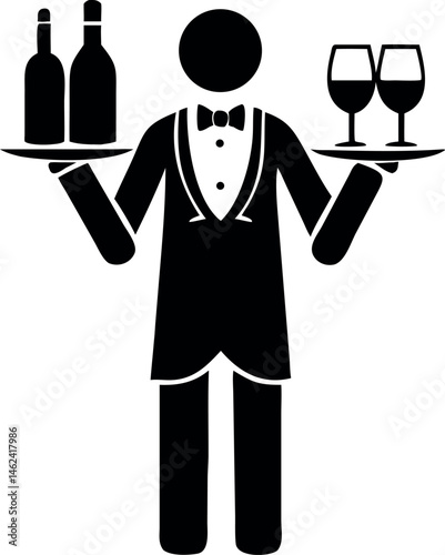 waiter holding a tray with wine