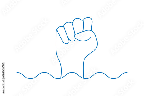 raised fists icon Simple outline vector logo