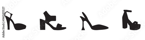 High Heel Shoe Icon silhouette vector illustration