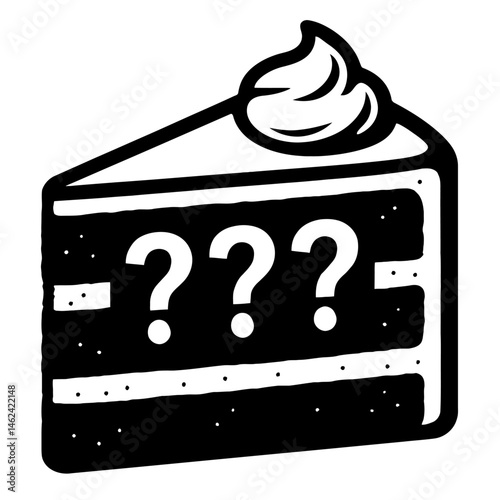 Slice of Cake with Question Marks Illustration - Gender Reveal