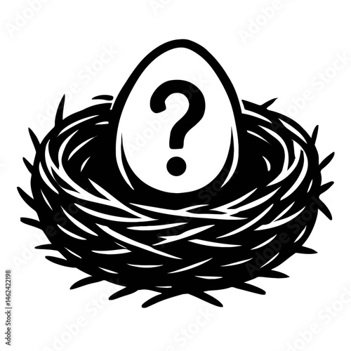 Bird Nest with Egg and Question Mark Illustration - Baby Mystery