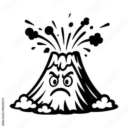Cartoon Angry Volcano Eruption Illustration
