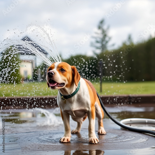 Wash the dog, douse water jets