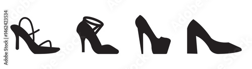 shoe high heel vector silhouette, woman high heel icon
