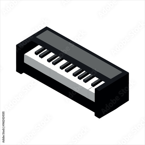 Digital Piano Black and White Vector Illustration