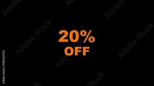 20% OFF Text animate business footage background. Video animation for discount 20% off, suitable for business promotion.