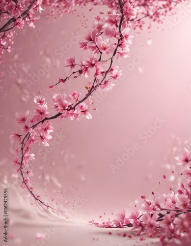 Abstract pink sakura petals swirl, dreamy backdrop,  texture,  digital art,  blossom