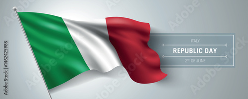 Italy happy republic day greeting card, banner vector illustration.