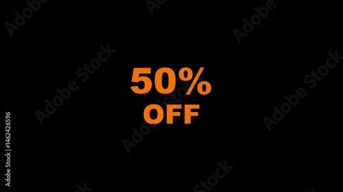 50% OFF Text animate business footage background. Video animation for discount 50% off, suitable for business promotion.