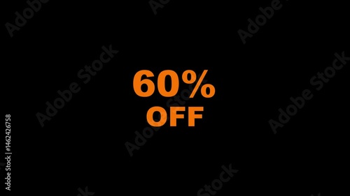 60% OFF Text animate business footage background. Video animation for discount 60% off, suitable for business promotion.