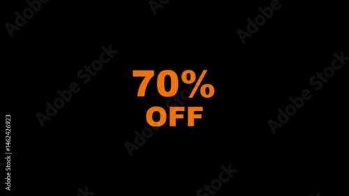 70% OFF Text animate business footage background. Video animation for discount 70% off, suitable for business promotion.