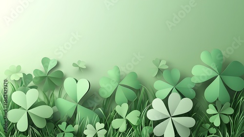 Green Heart-Shaped Leaves and Grass in Soft Light Background