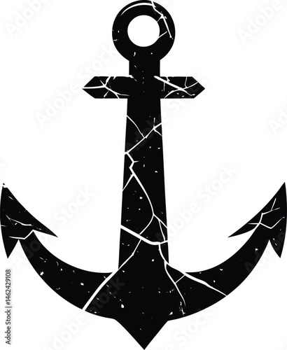 Weathered Anchor Silhouette with Cracks Rustic