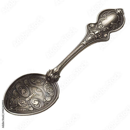 Antique spoon isolated on white background