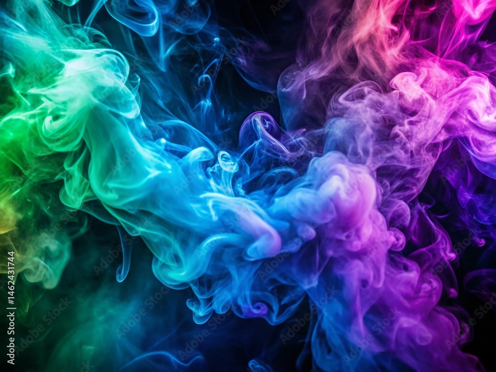 Fototapeta premium Vibrant Purple, Blue & Green Smoke Abstract Background - High Resolution Stock Photo