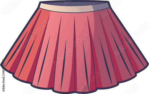 A detailed vector art illustration of a stylish pleated skirt, showcasing elegant folds, smooth fabric texture, and fashionable, dynamic movement.
