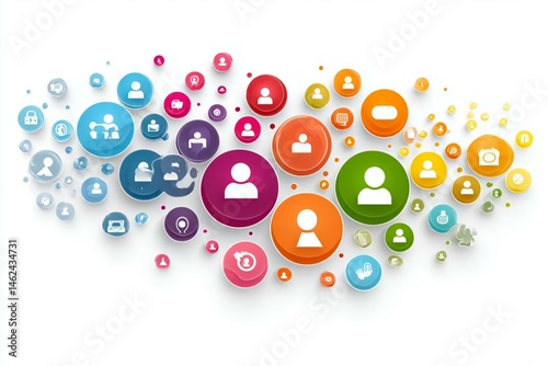 Colorful Circles Representing Social Media Connections and Networking