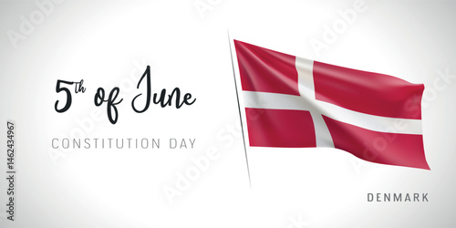 Denmark constitution day vector banner, greeting card
