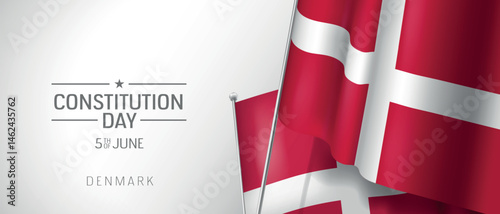 Denmark happy constitution day greeting card, banner vector illustration