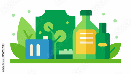 Green Cleaning Products A digital coupon adorned with images of biodegradable cleaning supplies and natural ingredients captioned Clean Green Save Now