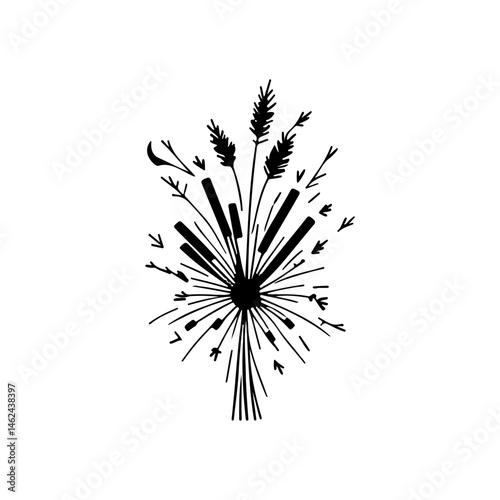 Artistic botanical arrangement silhouette, evoking natural simplicity and elegance