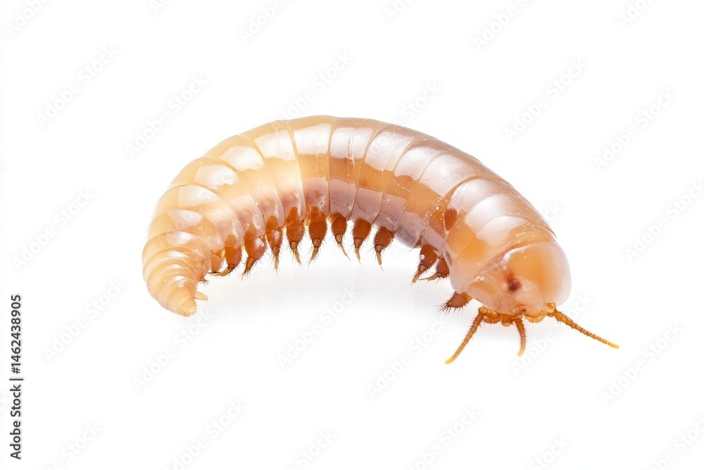 Fototapeta premium a Maggot isolated on a white background, ultra-realistic, real photo
