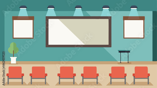 The walls were painted in a neutral color providing a clean and modern backdrop for the lectures.