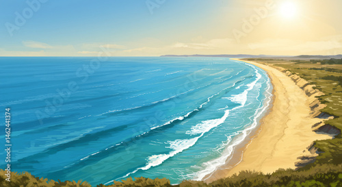Sunny Ocean View with Blue Sky